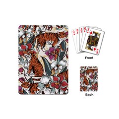 Natural seamless pattern with tiger blooming orchid Playing Cards Single Design (Mini)