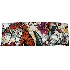 Natural Seamless Pattern With Tiger Blooming Orchid Body Pillow Case (dakimakura)