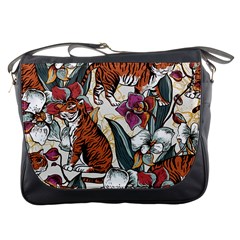 Natural seamless pattern with tiger blooming orchid Messenger Bag