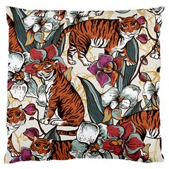 Natural seamless pattern with tiger blooming orchid Large Cushion Case (One Side)