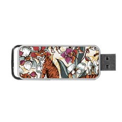 Natural seamless pattern with tiger blooming orchid Portable USB Flash (One Side)