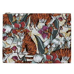 Natural seamless pattern with tiger blooming orchid Cosmetic Bag (XXL)