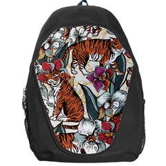 Natural seamless pattern with tiger blooming orchid Backpack Bag