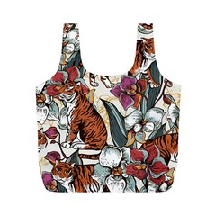 Natural seamless pattern with tiger blooming orchid Full Print Recycle Bag (M)