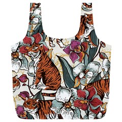 Natural Seamless Pattern With Tiger Blooming Orchid Full Print Recycle Bag (xl)