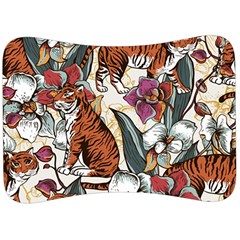 Natural seamless pattern with tiger blooming orchid Velour Seat Head Rest Cushion