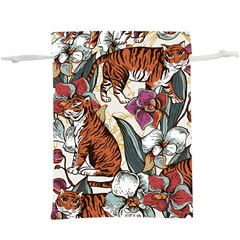 Natural seamless pattern with tiger blooming orchid  Lightweight Drawstring Pouch (XL)