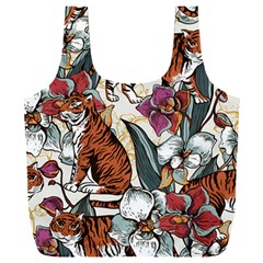 Natural seamless pattern with tiger blooming orchid Full Print Recycle Bag (XXL)