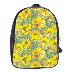 Seamless Pattern With Graphic Spring Flowers School Bag (large)
