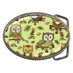Seamless Pattern With Flowers Owls Belt Buckles by BangZart