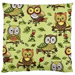 Seamless pattern with flowers owls Large Flano Cushion Case (One Side) Front