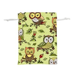 Seamless Pattern With Flowers Owls Lightweight Drawstring Pouch (m) by BangZart