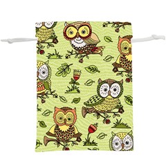 Seamless Pattern With Flowers Owls  Lightweight Drawstring Pouch (xl)