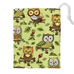 Seamless Pattern With Flowers Owls Drawstring Pouch (4xl)