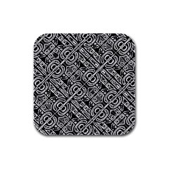 Linear Black And White Ethnic Print Rubber Square Coaster (4 Pack)  by dflcprintsclothing