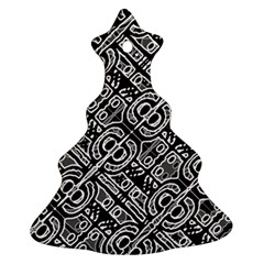 Linear Black And White Ethnic Print Ornament (christmas Tree)  by dflcprintsclothing