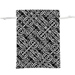 Linear Black And White Ethnic Print  Lightweight Drawstring Pouch (xl) by dflcprintsclothing