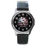 Joshua Tree Americana Round Leather Watch (Silver Rim) Front