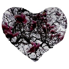 Saucer Magnolia Tree Large 19  Premium Heart Shape Cushions by okhismakingart