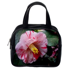 Striped Pink Camellia Ii Classic Handbag (one Side) by okhismakingart