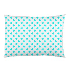 White Light Blue Hearts Pattern, Pastel Sky Blue Color Pillow Case by Casemiro