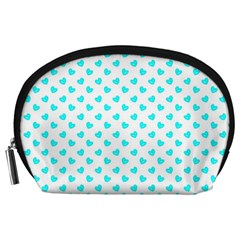 White Light Blue Hearts Pattern, Pastel Sky Blue Color Accessory Pouch (large) by Casemiro