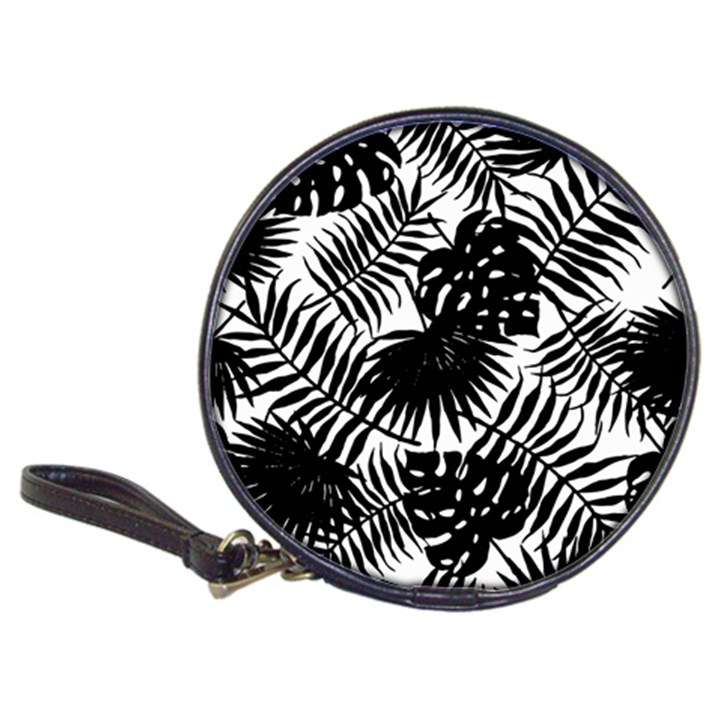 Black and white tropical leafs pattern, vector image Classic 20-CD Wallets