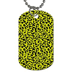 Leopard Spots Pattern, Yellow And Black Animal Fur Print, Wild Cat Theme Dog Tag (two Sides) by Casemiro