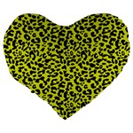 Leopard spots pattern, yellow and black animal fur print, wild cat theme Large 19  Premium Flano Heart Shape Cushions Back