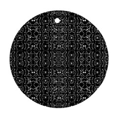 Black And White Ethnic Ornate Pattern Ornament (round)