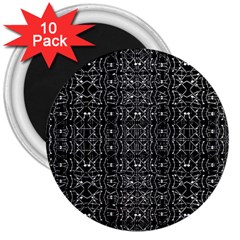 Black And White Ethnic Ornate Pattern 3  Magnets (10 Pack)  by dflcprintsclothing