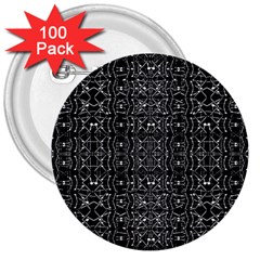 Black And White Ethnic Ornate Pattern 3  Buttons (100 Pack)  by dflcprintsclothing