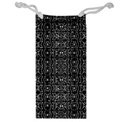 Black And White Ethnic Ornate Pattern Jewelry Bag by dflcprintsclothing