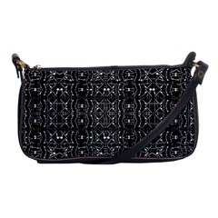 Black And White Ethnic Ornate Pattern Shoulder Clutch Bag by dflcprintsclothing