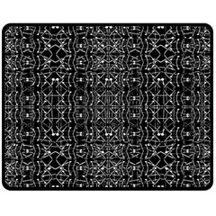 Black And White Ethnic Ornate Pattern Double Sided Fleece Blanket (Medium) 