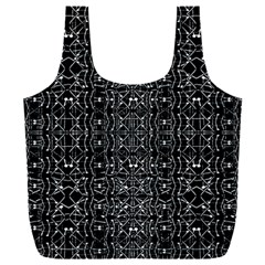 Black And White Ethnic Ornate Pattern Full Print Recycle Bag (xxl) by dflcprintsclothing