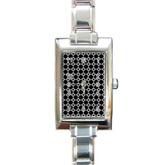 Pattern Abstrait Ronds Noir Rectangle Italian Charm Watch by kcreatif