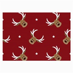 Cute Reindeer Head With Star Red Background Large Glasses Cloth (2 Sides) by BangZart