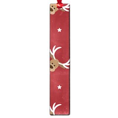 Cute Reindeer Head With Star Red Background Large Book Marks