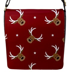 Cute Reindeer Head With Star Red Background Flap Closure Messenger Bag (s)