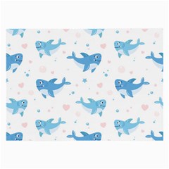Seamless Pattern With Cute Sharks Hearts Large Glasses Cloth (2 Sides) by BangZart