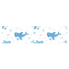 Seamless Pattern With Cute Sharks Hearts Satin Scarf (oblong)