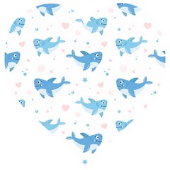 Seamless Pattern With Cute Sharks Hearts Wooden Puzzle Heart by BangZart