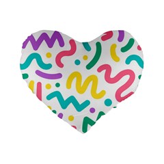 Abstract Pop Art Seamless Pattern Cute Background Memphis Style Standard 16  Premium Flano Heart Shape Cushions