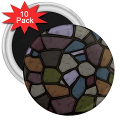 Cartoon Colored Stone Seamless Background Texture Pattern   3  Magnets (10 Pack)  by BangZart