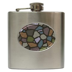 Cartoon Colored Stone Seamless Background Texture Pattern   Hip Flask (6 Oz) by BangZart