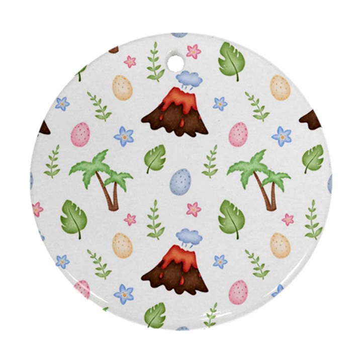 Cute palm volcano seamless pattern Round Ornament (Two Sides)