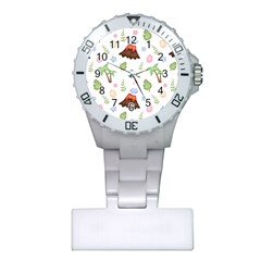 Cute Palm Volcano Seamless Pattern Plastic Nurses Watch