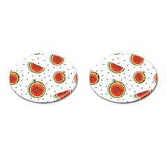 Seamless-background-pattern-with-watermelon-slices Cufflinks (oval) by BangZart