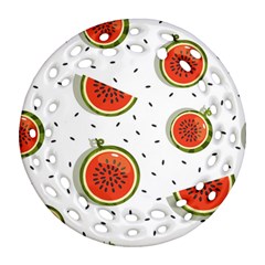 Seamless-background-pattern-with-watermelon-slices Round Filigree Ornament (two Sides) by BangZart